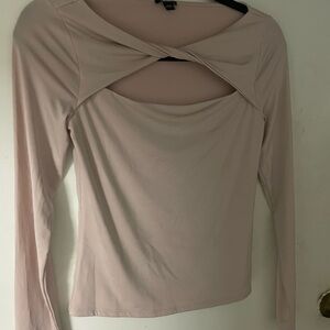Express Soft Beige Twist Front Blouse